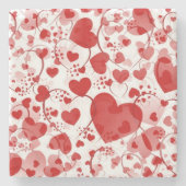 Funny Heart Pattern VII - rot weiß Steinuntersetzer (Vorderseite)