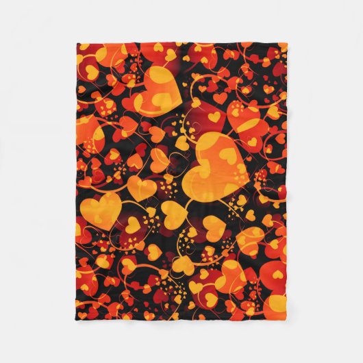 Funny Heart Pattern VIII - schwarz-gelb Fleecedecke (Vorderseite)