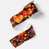 Funny Heart Pattern VIII - schwarz-gelb Satinband (Rückseite)