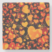 Funny Heart Pattern VIII - schwarz-gelb Steinuntersetzer (Vorderseite)