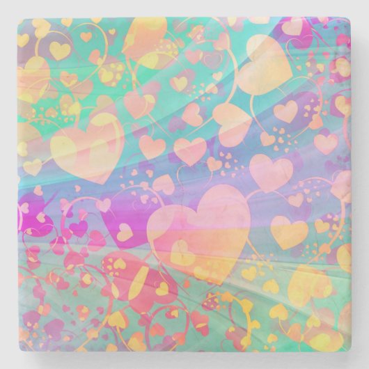 Funny Heart Pattern XI - farbig Steinuntersetzer (Vorderseite)