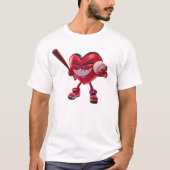 Funny Heart Playing Baseball T-Shirt (Vorderseite)