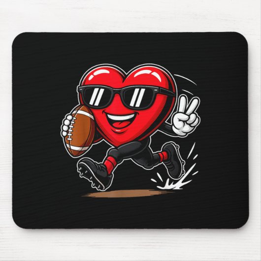 Funny Heart Playing Football Srts Lover Valentine  Mousepad (Vorne)