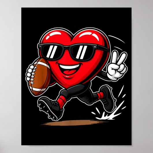 Funny Heart Playing Football Srts Lover Valentine Poster (Vorne)