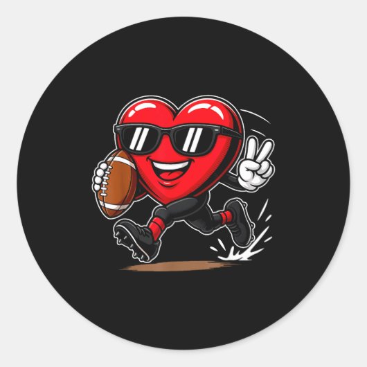 Funny Heart Playing Football Srts Lover Valentine Runder Aufkleber (Vorderseite)
