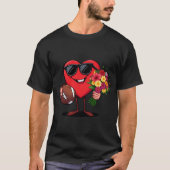 Funny Heart Playing Football Valentinstag T-Shirt (Vorderseite)