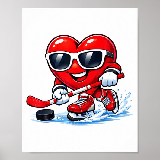 Funny Heart Playing Hockey Apparel  Poster (Vorne)