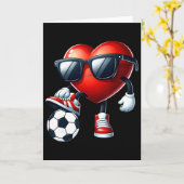 Funny Heart Playing Soccer Valentines Day Mens Boy Karte (Gelbe Blume)