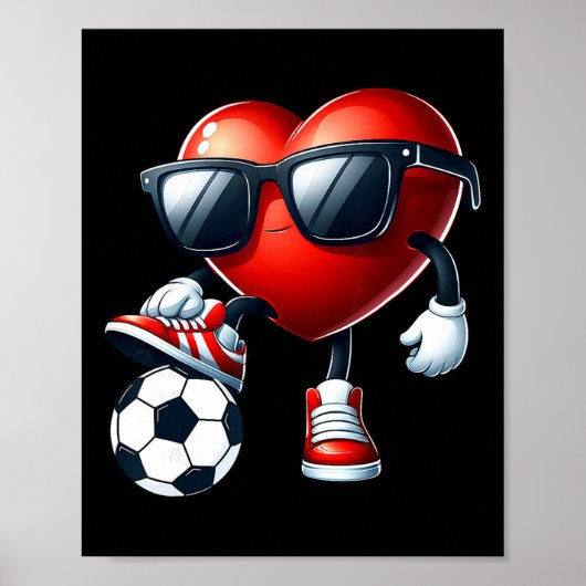 Funny Heart Playing Soccer Valentines Day Mens Boy Poster (Vorne)