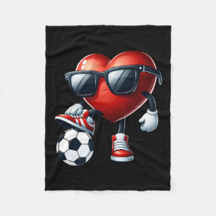 Funny Heart Playing Soccer Valentinstag Mens Boy Fleecedecke
