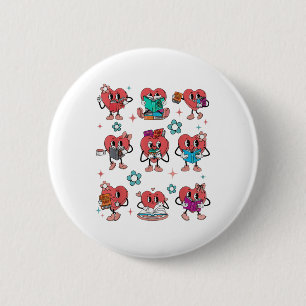 Funny Heart Reading Books Bookworm Valentinstag Button