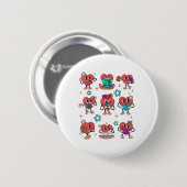 Funny Heart Reading Books Bookworm Valentinstag Button (Vorne & Hinten)
