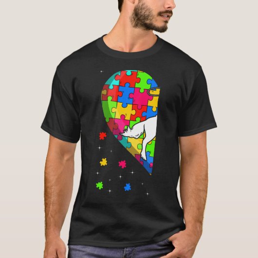 Funny Heart Reittier Autism Sensibilisierung für d T-Shirt (Vorderseite)
