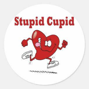 Funny Heart Running from Cupid Runder Aufkleber