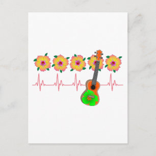 Funny Heartbeat EKG Line für Ukulele Music Postkarte