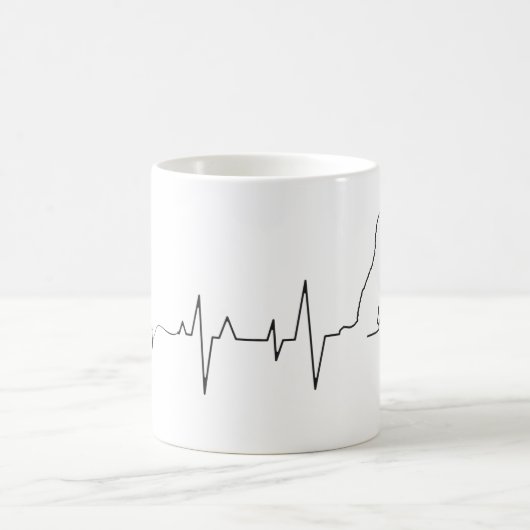 Funny Heartbeat Line Art Valentine's Day Niedliche Kaffeetasse (Mittel)