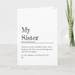 Funny Heartfelt Sister Definition Encouragement Karte