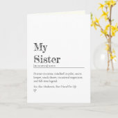 Funny Heartfelt Sister Definition Encouragement Karte (Gelbe Blume)