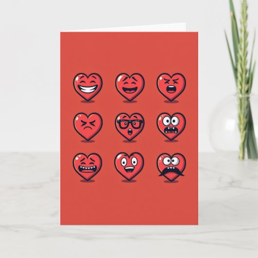 Funny Hearts Emoji Moods Card Karte (Vorderseite)