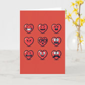 Funny Hearts Emoji Moods Card Karte (Gelbe Blume)