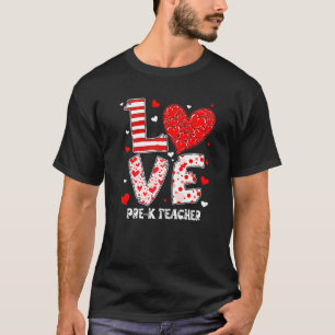Funny Hearts Liebe Pre K Teacher Niedlich Leopard T-Shirt