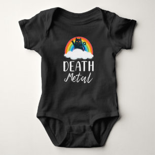 Funny Heavy Death Metal Cat Rainbow Rock Music Baby Strampler