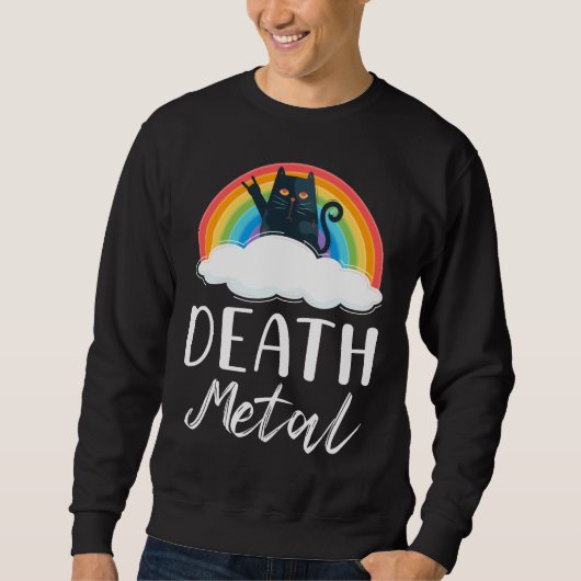 Funny Heavy Death Metal Cat Rainbow Rock Music Sweatshirt (Vorderseite)