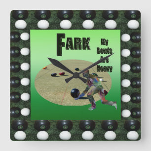 Funny Heavy Lawn Bowls Design Gerahmt, Quadratische Wanduhr