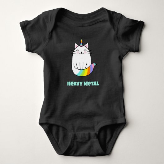 Funny Heavy Metal Einhorn Regenbogenkatzenkatze T Baby Strampler (Vorderseite)