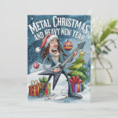 Funny Heavy Metal Frohe Weihnachtskarte Feiertagskarte (Stehend Vorderseite)