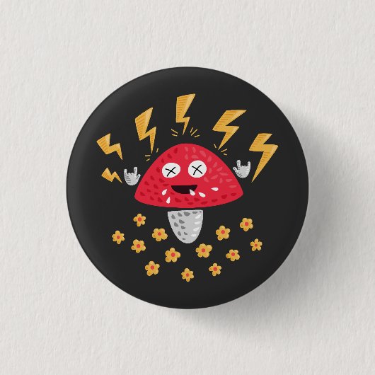 Funny Heavy Metal Mushroom Button (Vorderseite)