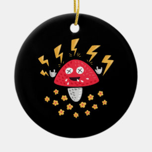 Funny Heavy Metal Mushroom Keramik Ornament