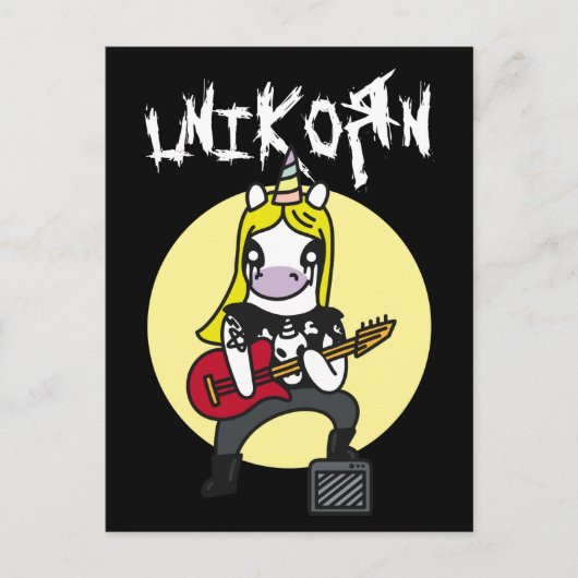 Funny Heavy Metal Unicorn Postkarte (Vorderseite)