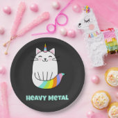 Funny Heavy Metal Unicoron Regenbogenkatze Pappteller (Party)