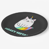 Funny Heavy Metal Unicoron Regenbogenkatze Pappteller (Schrägansicht)