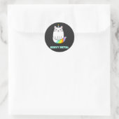Funny Heavy Metal Unicoron Regenbogenkatze Runder Aufkleber (Tasche)