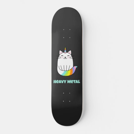 Funny Heavy Metal Unicoron Regenbogenkatze Skateboard (Vorderseite)