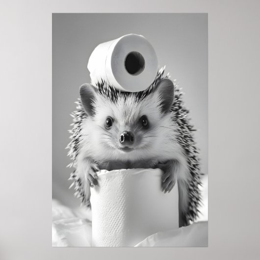 Funny Hedgehog Bathroom Print, Toilet Paper Humor Poster (Vorne)