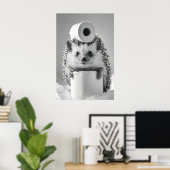 Funny Hedgehog Bathroom Print, Toilet Paper Humor Poster (Heimbüro)