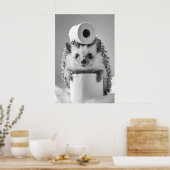 Funny Hedgehog Bathroom Print, Toilet Paper Humor Poster (Küche)