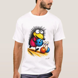 Funny Hedgehog Bowling Cartoon T-Shirt