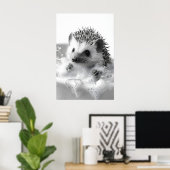 Funny Hedgehog Bubble Bath Print, Bathroom Animal Poster (Heimbüro)