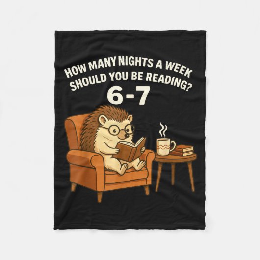 Funny Hedgehog Reading Book 67 Six Seven Meme Fleecedecke (Vorderseite)