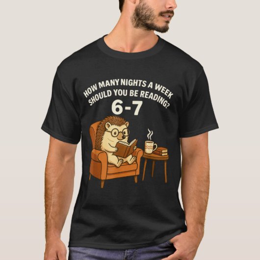 Funny Hedgehog Reading Book 67 Six Seven Meme T-Shirt (Vorderseite)