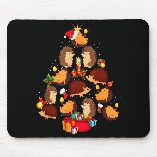 Funny Hedgehogs Christmas Tree Light Pajama Hedgeh Mousepad (Vorne)