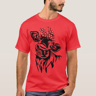 Funny Heifer Red Bandana Kiss Calf Kopf Rind Far T-Shirt
