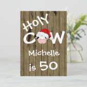 Funny Heilige Kuh 50. Weihnachten Einladung zum Ge (Stehend Vorderseite)