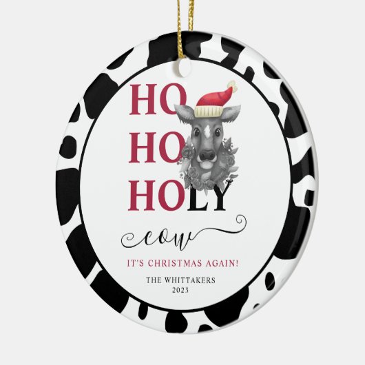 Funny Heilige Kuh Cowhide Muster Weihnachten Keramik Ornament (Links)