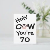 Funny Heilige Kuh Sie sind 70 Geburtstag Postkarte (Stehend Vorderseite)