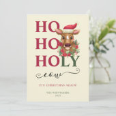 Funny Heilige Kuh Weihnachtsfest Foto Feiertagskarte (Stehend Vorderseite)